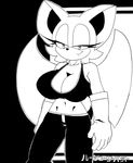  2015 anthro bat big_breasts breasts cleavage clothed clothing dreamcastzx female looking_at_viewer mammal midriff navel rouge_the_bat smile solo sonic_(series) wings 