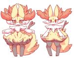  ambiguous_gender big_ears big_eyes blush blush_sticker braixen canine cheek_tuft chest_tuft claws cute_fangs duo feral fluffy fluffy_tail fox fur inner_ear_fluff mammal navel nintendo nude nyaswitchnya paws pok&eacute;mon pok&eacute;mon_(species) red_eyes red_fur shoulder_tuft snout snow snowing stick tuft video_games yellow_fur 