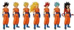  dragon_ball dragonball_z male_focus multiple_persona simple_background son_gokuu super_saiyan super_saiyan_2 super_saiyan_3 super_saiyan_4 super_saiyan_god super_saiyan_god_ss 