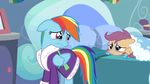  bed blanket clothing crying cuddling duo dying equine female friendship_is_magic hair inside lying mammal multicolored_hair my_little_pony pale pegasus pillow rainbow_dash_(mlp) rainbow_hair robe sad scootaloo_(mlp) slippers superedit tears upset wings 