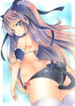  ass bad_id bad_pixiv_id bikini blue_eyes little_busters! long_hair marker_(medium) purple_hair sasasegawa_sasami shie_(m417) solo swimsuit tail thighhighs traditional_media twintails 