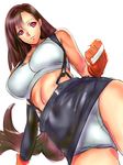  bad_id bad_pixiv_id bare_shoulders breasts brown_hair dodai_shouji final_fantasy final_fantasy_vii fingerless_gloves gloves highres large_breasts long_hair looking_at_viewer looking_down panties pink_eyes simple_background sketch skirt solo suspender_skirt suspenders thighs tifa_lockhart underwear very_long_hair white_background 