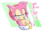  amy_rose breasts broomsticks coolblue half-closed_eyes looking_at_viewer nipples open_mouth sonic_(series) 
