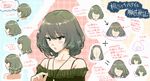  blue_eyes bob_cut brown_hair food green_eyes haru_(primavera) heterochromia idolmaster idolmaster_cinderella_girls md5_mismatch mole multiple_views onigiri partially_translated short_hair sketch takagaki_kaede translation_request 