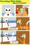 alien christmas comic digimon esviran frigimon holidays oddy_mcstrange snow snowman surprise text tree window 