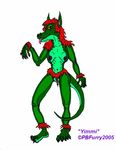  anthro breasts canine claws female fur hybrid lizard long_legs looking_at_viewer mammal nude red_fur reptile scalie smooth tongue waving wolf 