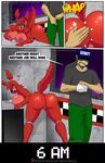  &lt;3 2015 animatronic anthro beard bent_over big_breasts big_butt breasts butt canine clothed clothing comic dialogue duo english_text erect_nipples eye_patch eyewear facial_hair female five_nights_at_freddy&#039;s fox foxy_(fnaf) fur grin hook human machine male male/female mammal mechanical mike_schmidt nipples nude pussy rear_view red_fur robot security_guard slap text thegeckodemon tongue tongue_out video_games 