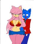  2015 anthro big_breasts breasts cat cleavage clothed clothing dreamcastzx fan_character feline female hedgehog male mammal skimpy 