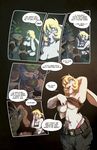  anthro blonde_hair blue_eyes bonnie_(drawholic) breasts clothed clothing comic dialogue drawholic duo english_text eyewear fantasy female fur getta goggles graphic hair half-dressed iguana invalid_color lagomorph lizard mammal novel reptile scales scalie text 