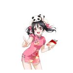  :d black_hair china_dress chinese_clothes dress floral_print love_live! love_live!_school_idol_project non-web_source official_art open_mouth panda red_eyes smile solo transparent_background twintails yazawa_nico 