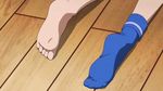  animated animated_gif barefoot blue_legwear feet miyamori_aoi on_floor screencap shirobako single_sock socks soles toes 