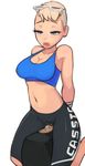  34no404 bike_shorts blonde_hair blue_eyes breasts cassie_cage cleavage clothed_masturbation eyebrows eyeshadow eyewear_on_head large_breasts lips makeup masturbation midriff mortal_kombat mortal_kombat_x navel open_mouth pussy_juice solo sports_bra straddling sunglasses sybian 