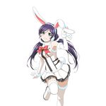  animal_ears bunny_ears elbow_gloves fake_animal_ears gloves green_eyes long_hair looking_at_viewer love_live! love_live!_school_idol_project low_twintails non-web_source official_art purple_hair smile solo thighhighs toujou_nozomi transparent_background twintails white_gloves zettai_ryouiki 