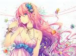  absurdres bracelet breasts cleavage fingernails highres jewelry long_hair medium_breasts megurine_luka nail_polish parted_lips pink_hair seashell shell solo starfish tattoo tidsean very_long_hair vocaloid 