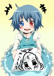  bad_id bad_pixiv_id blue_hair blush heterochromia pun2 short_hair solo tatara_kogasa touhou 