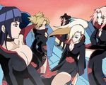  5girls akatsuki akatsuki_(naruto) breasts cleavage cropped darkgal666 hair_over_one_eye haruno_sakura hyuuga_hinata multiple_girls naruto temari tenten yamanaka_ino 