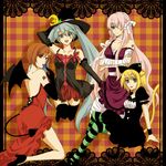  :p animal_ears aqua_eyes aqua_hair bandages bat_wings blonde_hair brown_eyes brown_hair cat_ears crossed_legs elbow_gloves eyepatch gloves hair_ornament hair_ribbon hairclip halloween hat hatsune_miku kagamine_rin long_hair megurine_luka meiko multiple_girls open_mouth pink_hair red_skirt ribbon short_hair sitting skirt smile striped striped_legwear tail thighhighs tongue tongue_out twintails very_long_hair vocaloid wings witch_hat yoi zettai_ryouiki 