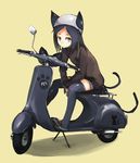  animal_ears cat_ears cat_tail ears_through_headwear ground_vehicle helmet kasa motor_vehicle original scooter solo tail thighhighs vespa 