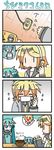  3girls 4koma apron cake cellphone chibi_miku comic food hatsune_miku kagamine_len kagamine_rin mask minami_(colorful_palette) multiple_girls phone silent_comic surgical_mask tonnura-san vocaloid |_| 