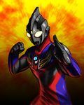  fighting_stance glowing glowing_eyes highres male_focus shin_(nsb-s) solo ultra_series ultraman_tiga ultraman_tiga_(series) 