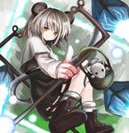  animal_ears bad_id bad_pixiv_id basket grey_hair jewelry mouse mouse_ears mouse_tail nazrin pendant solo tail touhou wasabi_karasi yellow_eyes 