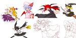  alice_margatroid bat_wings black_hair black_wings blonde_hair blue_hair bow broom chain detached_sleeves doll hair_bow hairband hakurei_reimu hat head_wings highres horn_ribbon horns ibuki_suika kirisame_marisa koakuma long_hair lysander_z multiple_girls oekaki orange_hair red_eyes red_hair remilia_scarlet ribbon shameimaru_aya shanghai_doll short_hair tokin_hat touhou vampire wings witch_hat 