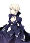  absurdres aokiku artoria_pendragon_(all) black_dress blonde_hair braid breasts choker cleavage dress fate/stay_night fate_(series) highres looking_at_viewer medium_breasts pale_skin saber_alter sleeves_past_wrists solo yellow_eyes 