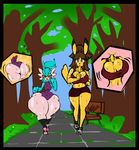 2015 anthro big_breasts big_butt breasts butt cleavage clothed clothing duo female gardevoir huge_butt jogging nintendo pikachu pok&eacute;mon sweat tight_clothing video_games wide_hips wolflance 