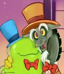  2015 bow_tie clothing discord_(mlp) draconequus ende fangs friendship_is_magic hat hug my_little_pony portrait red_eyes slime smile the_smooze_(mlp) top_hat tuxedo 
