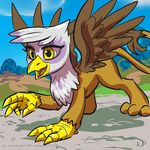  2015 avian female feral friendship_is_magic gilda_(mlp) gryphon karol_pawlinski my_little_pony smile solo 