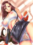  bad_id bad_nijie_id bare_shoulders breasts brown_hair covered_nipples dodai_shouji excessive_pubic_hair final_fantasy final_fantasy_vii fingerless_gloves gloves highres large_breasts long_hair looking_at_viewer looking_down nipples panties pink_eyes pubic_hair pubic_hair_peek see-through skirt solo suspender_skirt suspenders thighs tifa_lockhart underwear very_long_hair white_panties 