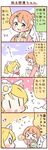  &gt;_&lt; 0_0 2girls 4koma :3 animal_ears ayase_eli blonde_hair blush cat_ears closed_eyes comic food green_eyes hachimaki headband hoshizora_rin kamaboko love_live! love_live!_school_idol_project multiple_girls narutomaki notice_lines orange_hair saku_usako_(rabbit) translated x3 |_| 