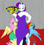  2015 anthro anthrofied beauty_mark cleavage clothed clothing colored cutie_mark dress equine eyeshadow female fluttershy_(mlp) friendship_is_magic glo-in-the-dark group hair hair_over_eye half-closed_eyes hand_fan hand_on_hip holding horn long_hair looking_at_viewer makeup mammal multicolored_hair my_little_pony pegasus pink_hair purple_hair rainbow_dash_(mlp) rainbow_hair rarity_(mlp) seductive unicorn wide_hips wings 