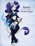  2015 ambris anthro anthrofied blue_eyes breasts cleavage clothed clothing equine female friendship_is_magic fur hair horn mammal my_little_pony navel panties purple_hair rapier rarity_(mlp) solo sword underwear unicorn weapon white_fur 