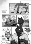  ! ... 2015 5_fingers animal_ears anthro bar black_body black_fur black_nose blush canine cheek_tuft chest_tuft chin_tuft clothed clothing comic duo ear_tuft ears_up english_text fangs fur grey_body grey_fur greyscale happy hi_res kemono male male/male mammal manga maririn monochrome neck_tuft nervous open_mouth sharp_teeth shirt smile smoking speech_bubble sweat teeth text thought_bubble tongue tongue_out translated tuft white_body white_clothes white_fur white_shirt wolf 