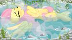  bathing cute equine fluttershy_(mlp) friendship_is_magic hair horse jungle mammal my_little_pony pink_hair reflection rock water 