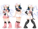  blue_eyes blue_hair gradient gradient_background hainchu hikari_(pokemon) navel nintendo pokemon team_rocket_(cosplay) 