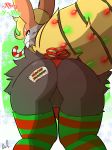  big_butt black_eyes blaketheflareon blaketheflareon_(character) braixen butt candy candy_cane canine christmas digital_media_(artwork) eeveelution fak&eacute;mon fan_character female flareon food holidays hybrid light looking_at_viewer looking_back mammal nintendo pok&eacute;mon pok&eacute;mon_(species) pussy signature solo video_games wrapping 