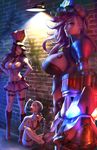  alternate_costume breast_tattoo breasts caitlyn_(league_of_legends) cleavage eu03 flat_chest hat huge_breasts jinx_(league_of_legends) league_of_legends multiple_girls navel officer_caitlyn officer_vi police police_hat police_uniform policewoman sideboob tattoo uniform vi_(league_of_legends) 