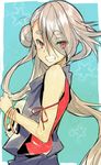  aqua_background bad_id bad_pixiv_id bangle bracelet coin_rand eyes_visible_through_hair grin ima-no-tsurugi japanese_clothes jewelry long_hair looking_at_viewer male_focus red_eyes sketch sleeveless smile solo star touken_ranbu very_long_hair 