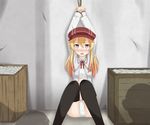  bdsm blonde_hair blush bondage bound cabbie_hat hands_above_head hat ikkyuu_tensai long_hair multicolored_hair orange_eyes panties restrained rope ryuugajou_nanana_no_maizoukin solo two-tone_hair underwear 