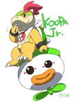  bowser_jr. english_text eromame japanese_text male mario_bros nintendo plain_background reptile scalie solo text turtle video_games 
