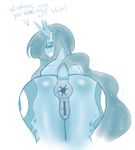  angry anus blue_hair blush butt cutie_mark dialogue dock english_text equine female friendship_is_magic hair half-closed_eyes horn long_hair looking_at_viewer looking_back mammal my_little_pony princess_luna_(mlp) pussy rear_view solo text unicorn unknown_artist 