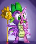  2015 cane dragon fangs forked_tongue friendship_is_magic gem gold_(metal) green_eyes horn my_little_pony portrait slit_pupils solo spike_(mlp) tape thediscorded tongue wings 