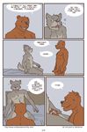  anthro artdecade bear bed bedroom big_muscles canine comic english_text erection grizzly_bear inside male male/male mammal muscles on_bed penis text uncut what wolf 