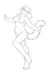  accessory breasts dancing eyes_closed female ferret flower fluffy line_art mammal milf monochrome mother mustelid parent plain_background plant starfighter 