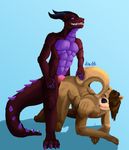  2015 anal anal_penetration anthro apollo big_tail drake_(disambiguation) fur furry_dragon grin hair horn male male/male mammal muscles mustelid open_mouth otter penetration penis smile teeth tongue tongue_out wireframedragon 