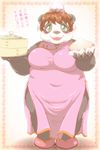  bear breasts brown_hair chinese_clothing chubby female hair japanese_text kemono mammal open_mouth panda text translation_request 御多＝席 