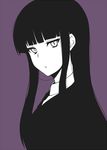  :/ bad_id bad_pixiv_id bangs black black_hair black_neckwear blunt_bangs collared_shirt commentary_request expressionless female_protagonist_(houkago_play) from_side houkago_play jitome long_hair looking_at_viewer momiji7728 monochrome multiple_monochrome necktie purple purple_background shirt simple_background sketch slit_pupils solo straight_hair upper_body 