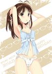  akizuki_ritsuko antenna_hair babydoll bad_id bad_pixiv_id brown_eyes brown_hair glasses highres idolmaster idolmaster_(classic) long_hair nishimi_shin panties solo underwear 